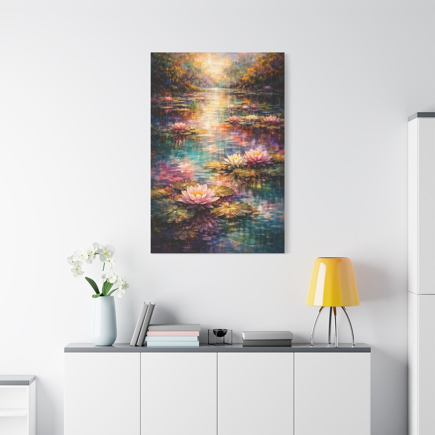 Impressionist Multicolor Water-Lily Pond Wall Art & Canvas Print