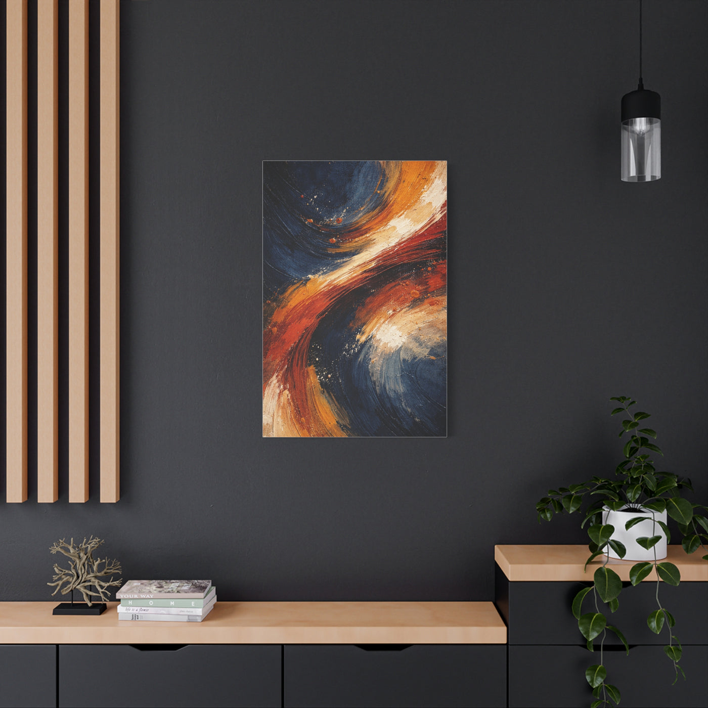 Navy and Terracotta Motion Abstract Wall Art & Canvas Print