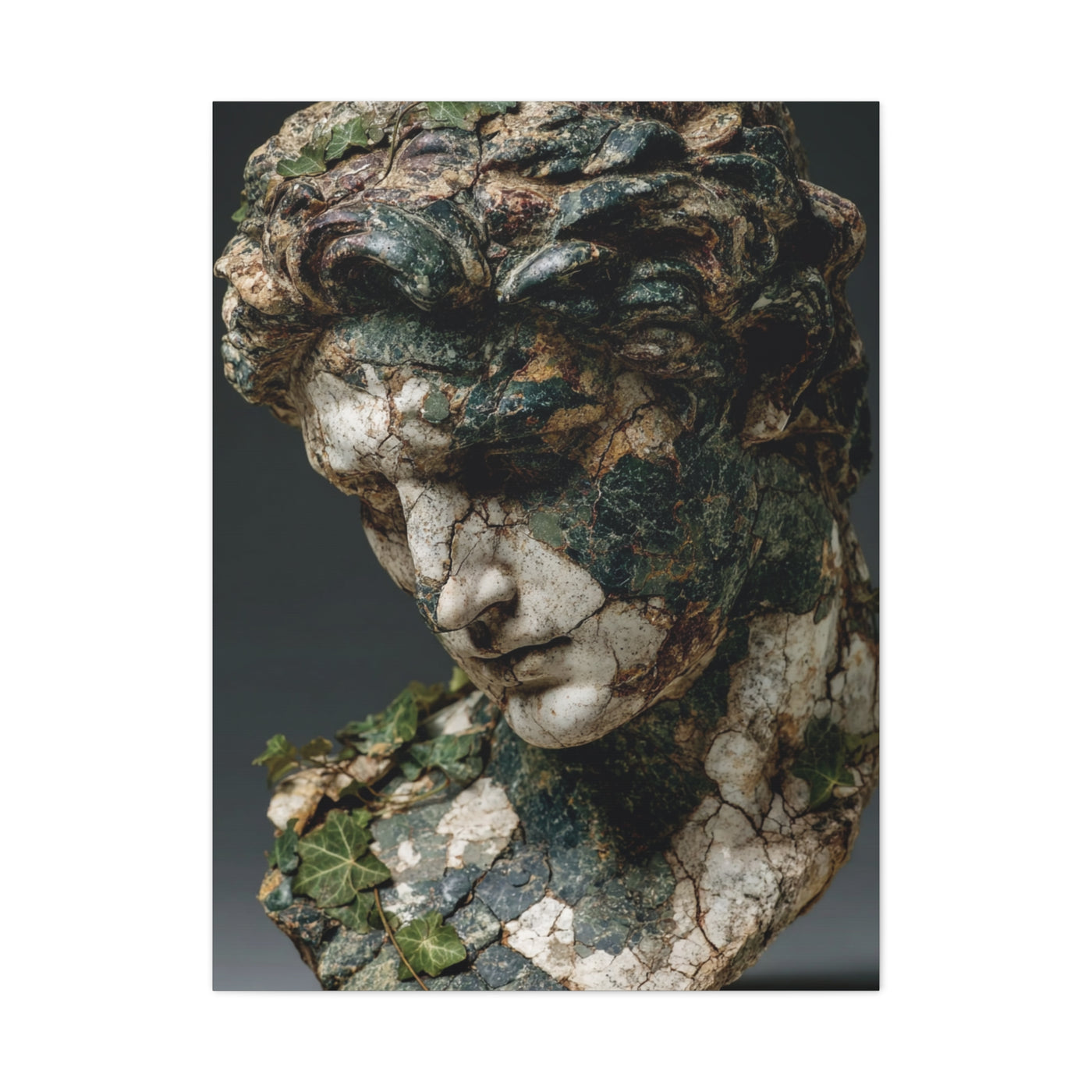 Verdigris Marble Bust Sculpture Wall Art & Canvas Print