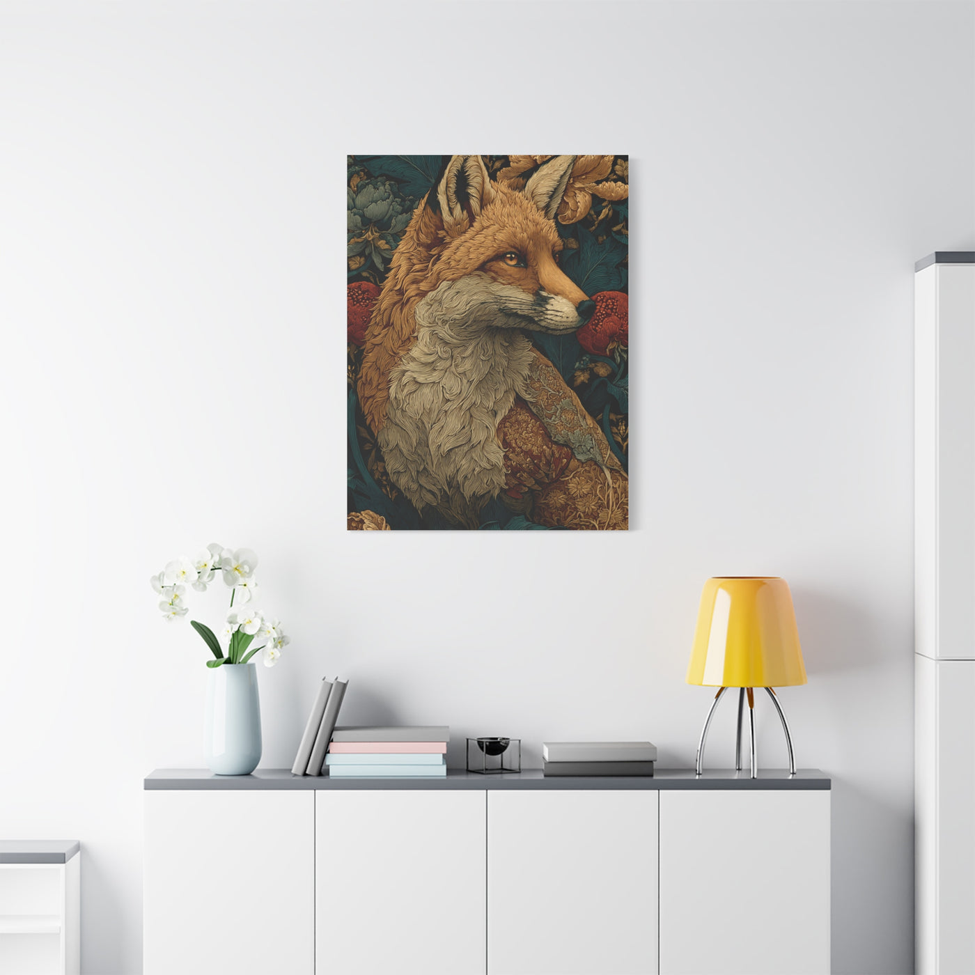William Morris Style Ornamental Fox Wall Art & Canvas Print