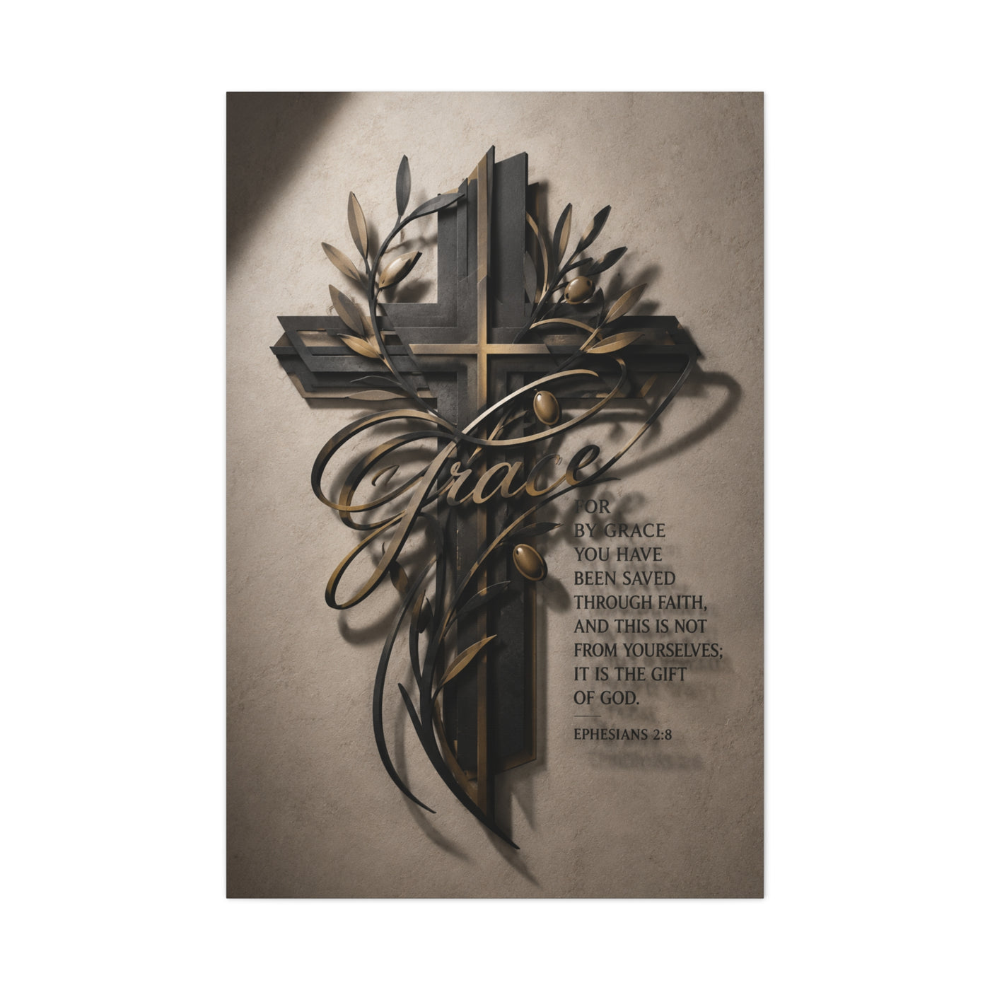 Grace Cross Metal Scripture Wall Art & Canvas Print
