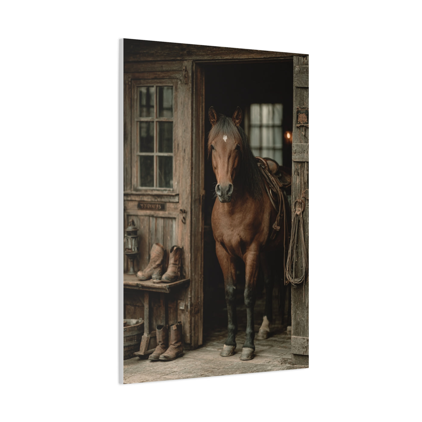 Rustic Stable Horse Portrait Wall Art & Canvas Print