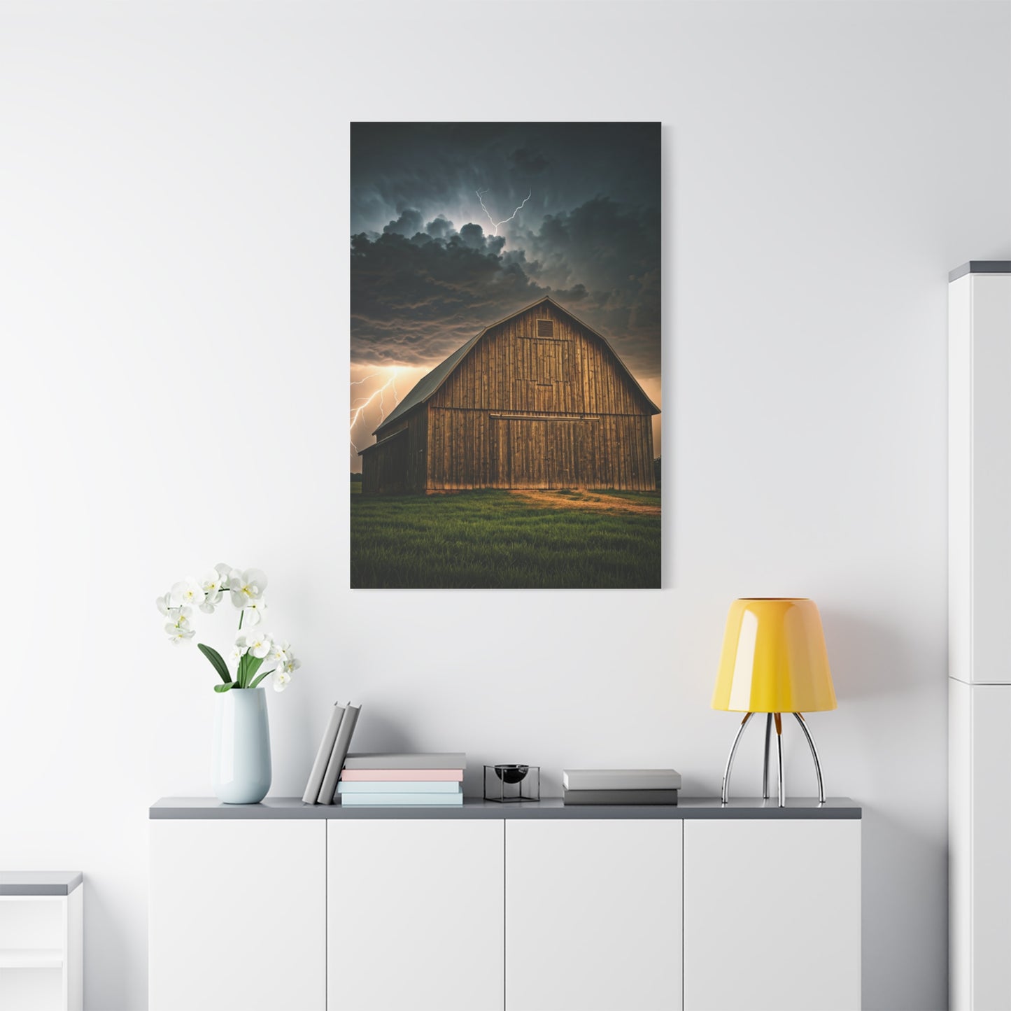 Stormlit Barn in the Open Fields Wall Art & Canvas Prints