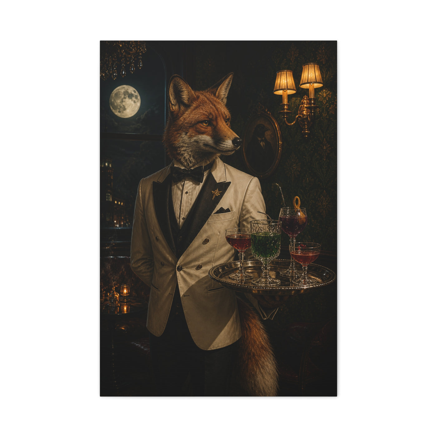 Fox Cocktail Waiter Speakeasy Wall Art & Canvas Print