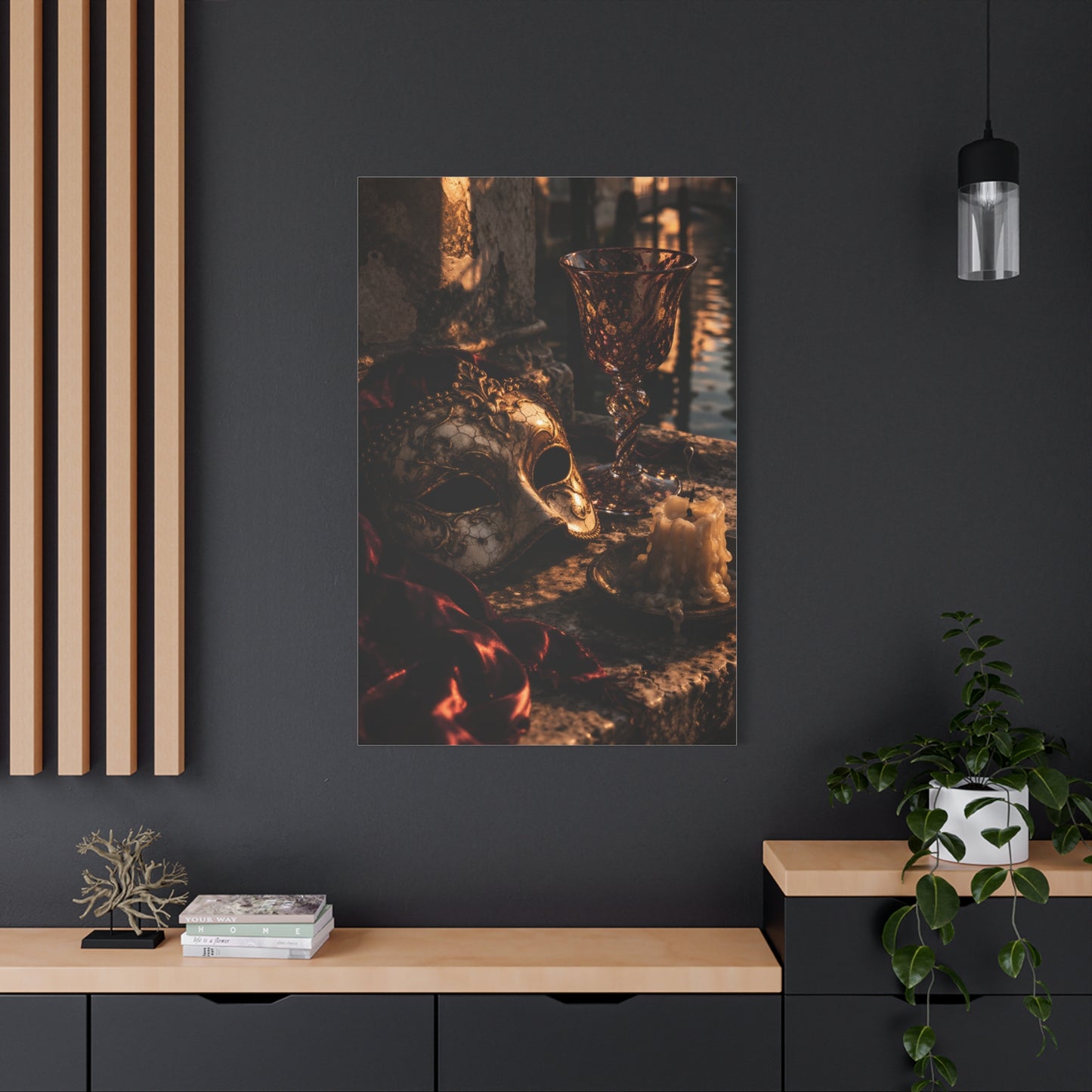 Venetian Mask Candlelight Still Life Wall Art & Canvas Print