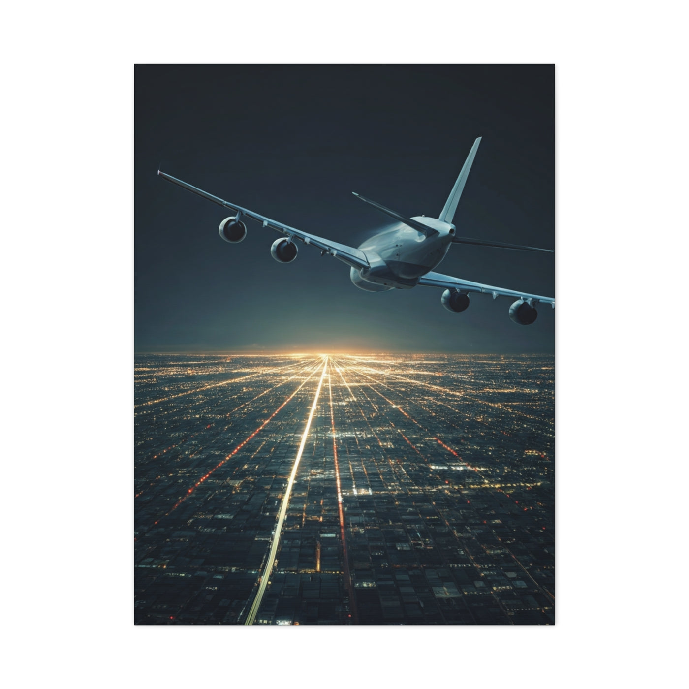 Night Runway Takeoff Journey Wall Art & Canvas Prints