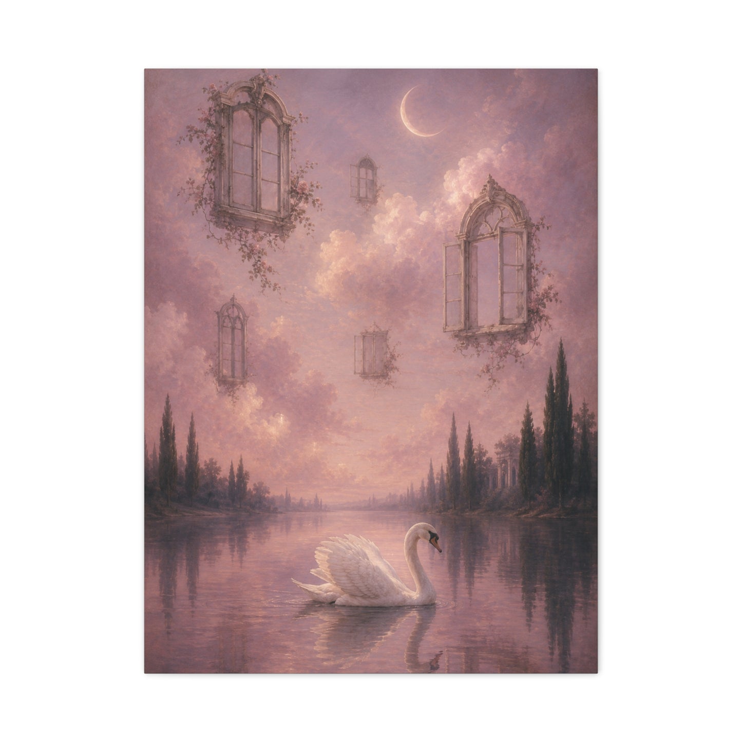 Surreal Swan & Floating Windows Dreamscape Wall Art & Canvas Print