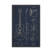 Acoustic Guitar Technical Blueprint Wall Art & Canvas Print