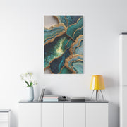 Malachite Emerald & Gold Geode Abstract Wall Art & Canvas Print