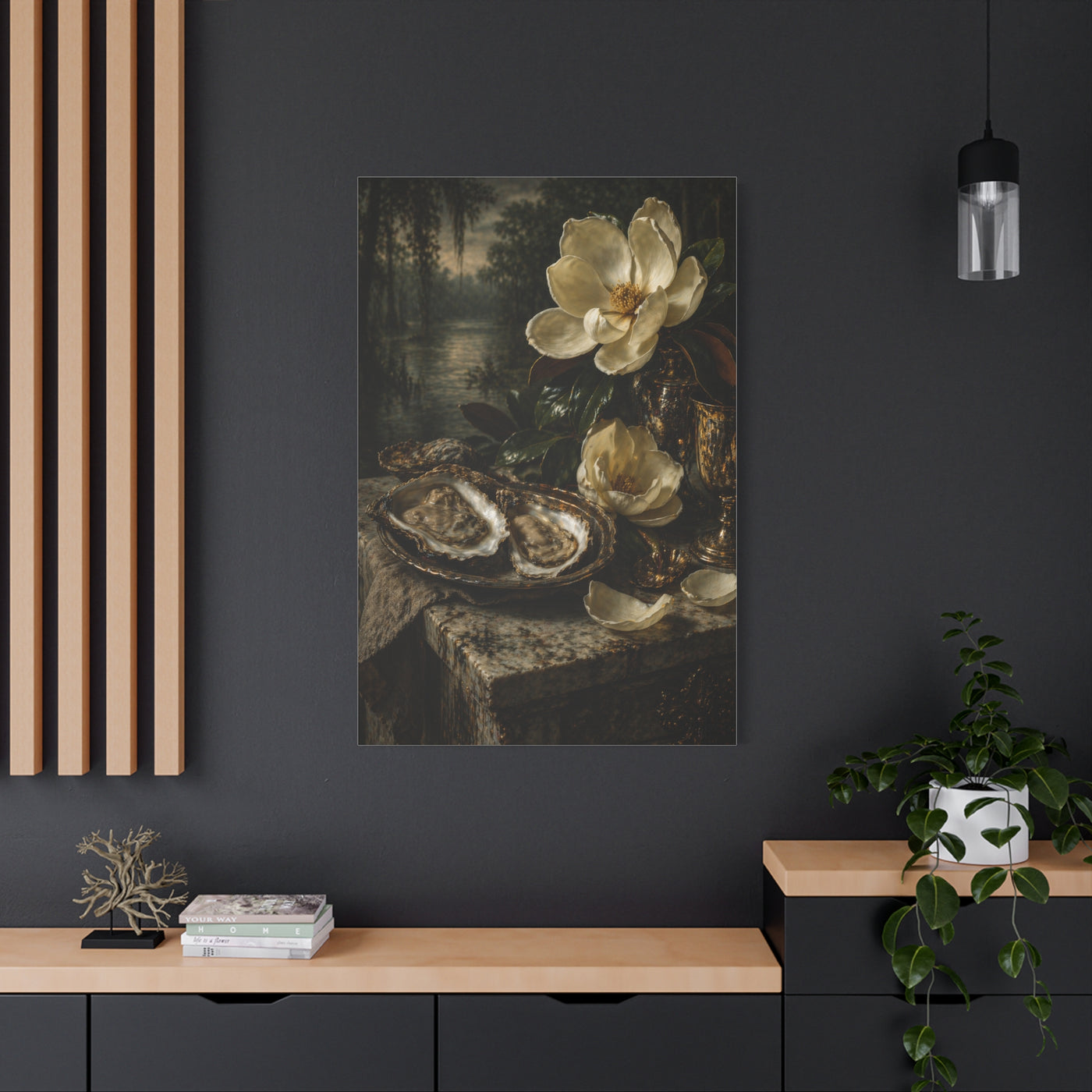 Magnolia & Oyster Still Life Elegance Wall Art & Canvas Print