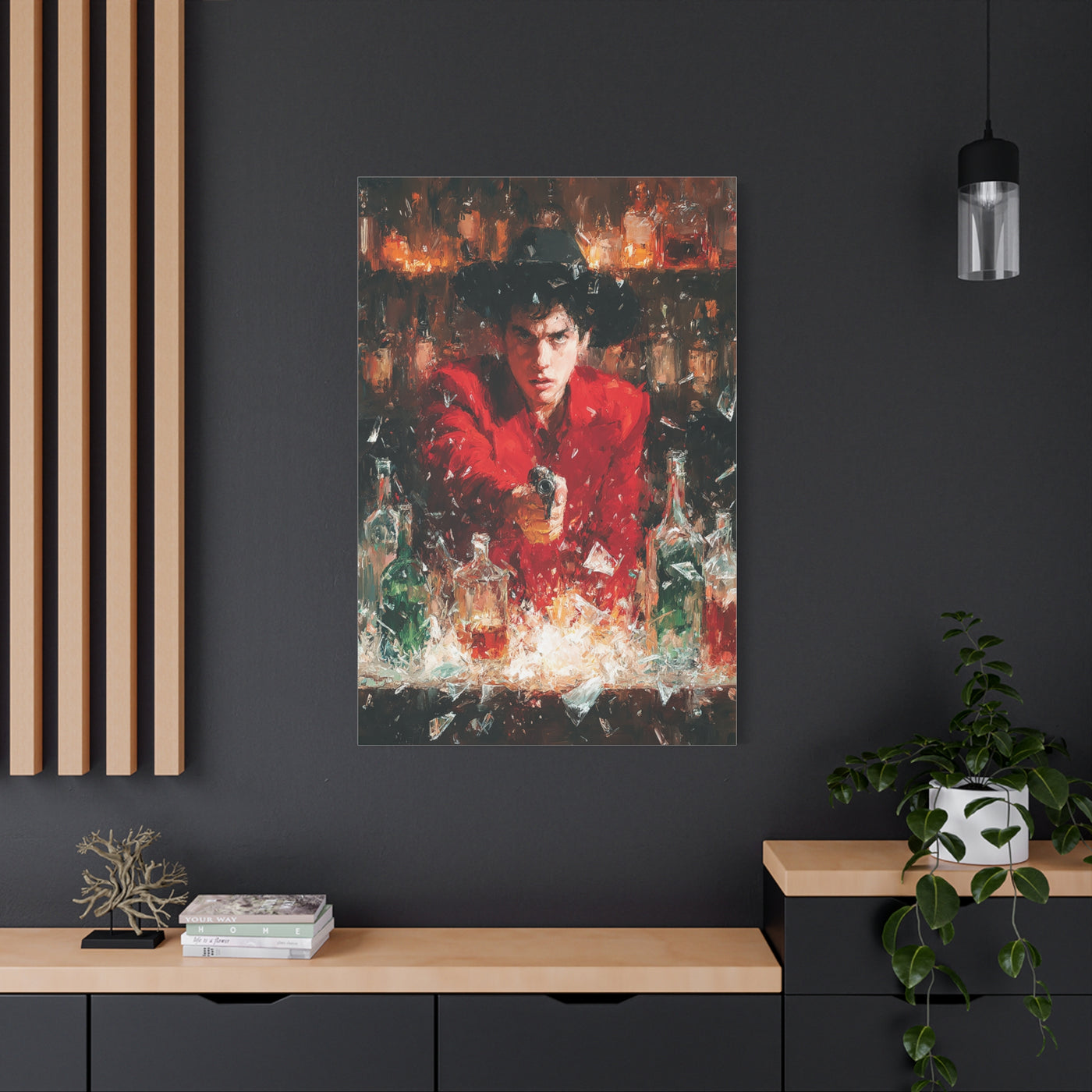 Saloon Gunfire Cowboy Painting Wall Art & Canvas Print