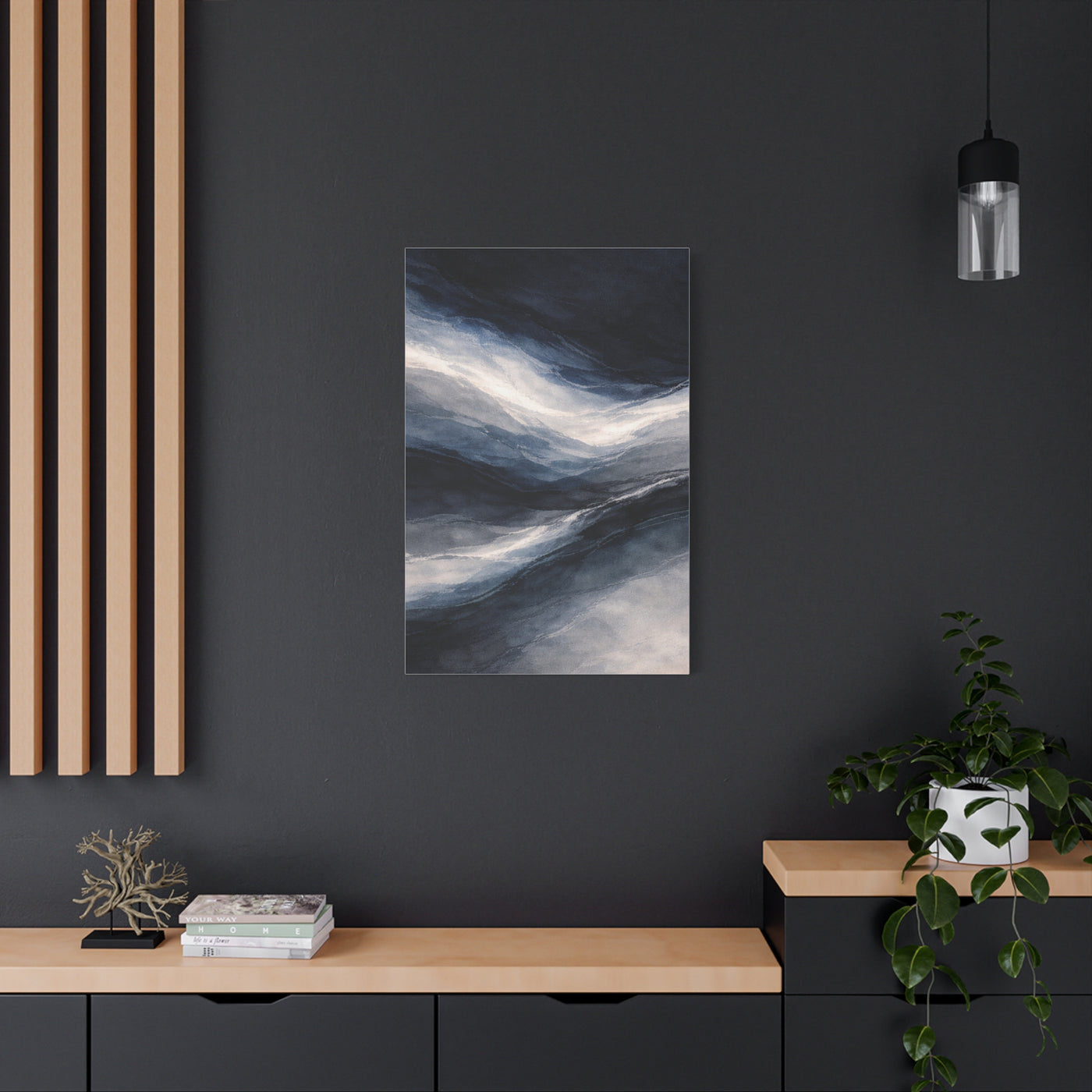 Navy Mist Horizon Abstraction Wall Art & Canvas Print