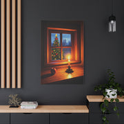 Cozy Christmas Window Candle Scene Wall Art & Canvas Print