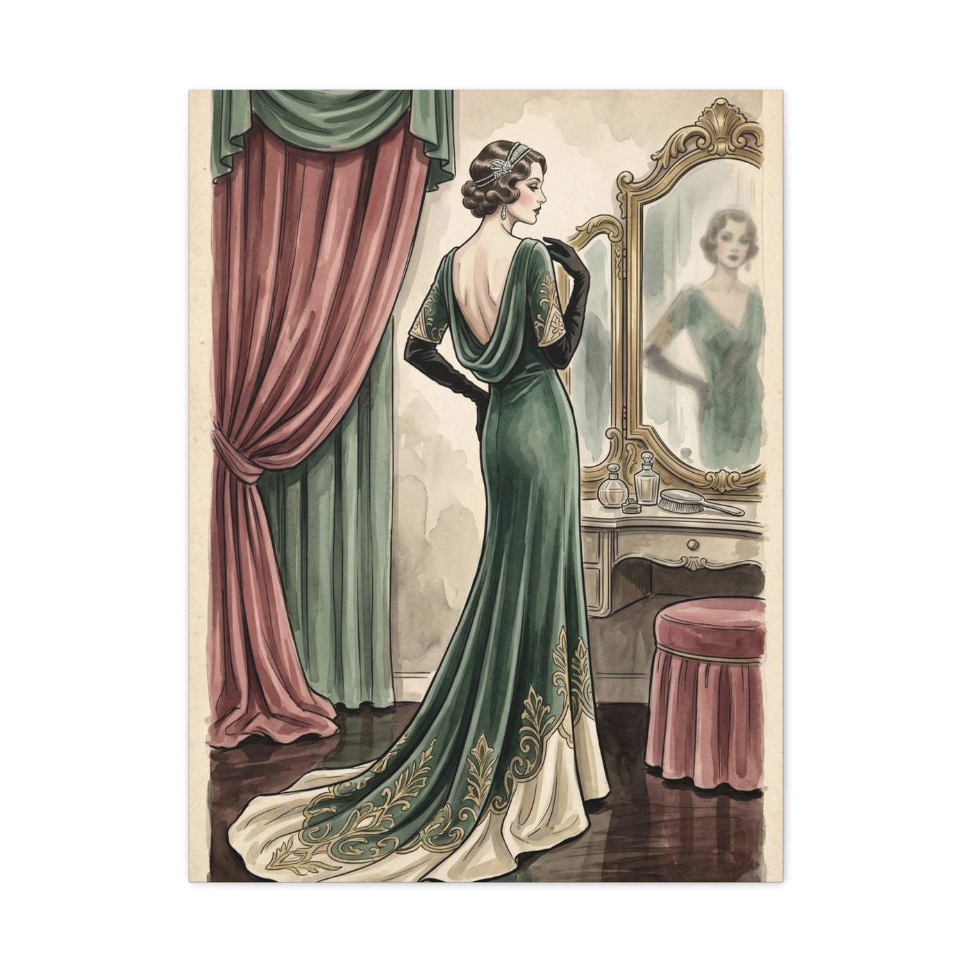 Vintage Fashion Atelier Illustration Wall Art & Canvas Print