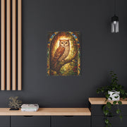 Stained Glass Forest Owl Window Wall Art & Canvas Print