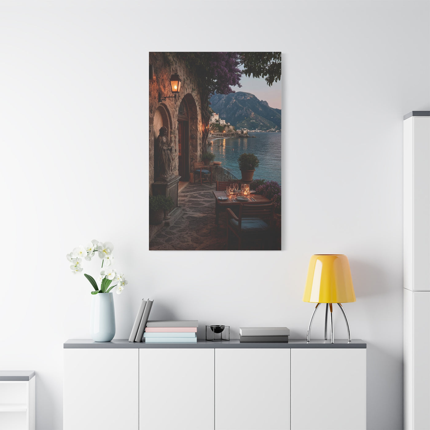 Amalfi Coast Candlelit Terrace Wall Art & Canvas Print
