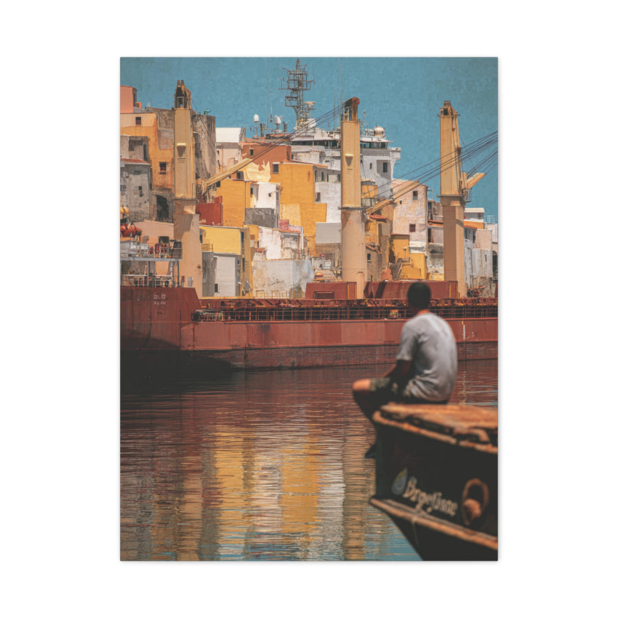 Mediterranean Industrial Harbor Contemporary Wall Art & Canvas Print