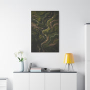 Topographic Moss River Landscape Wall Art & Canvas Print