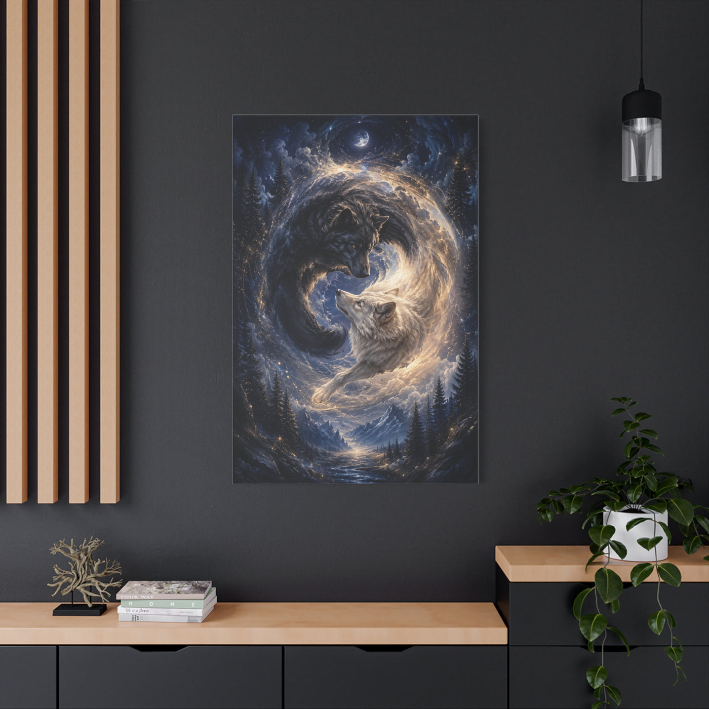 Celestial Wolf Pair Energy Vortex Wall Art & Canvas Print