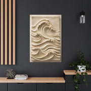 Ivory Minimal Wave Relief Texture Wall Art & Canvas Print