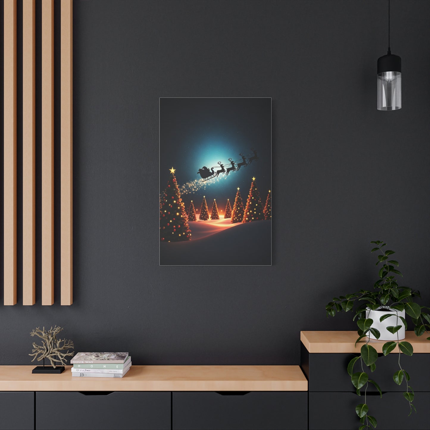 Santa Sleigh Midnight Flight Wall Art & Canvas Print