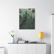 Raven Before Gothic Castle Wall Art & Canvas Print