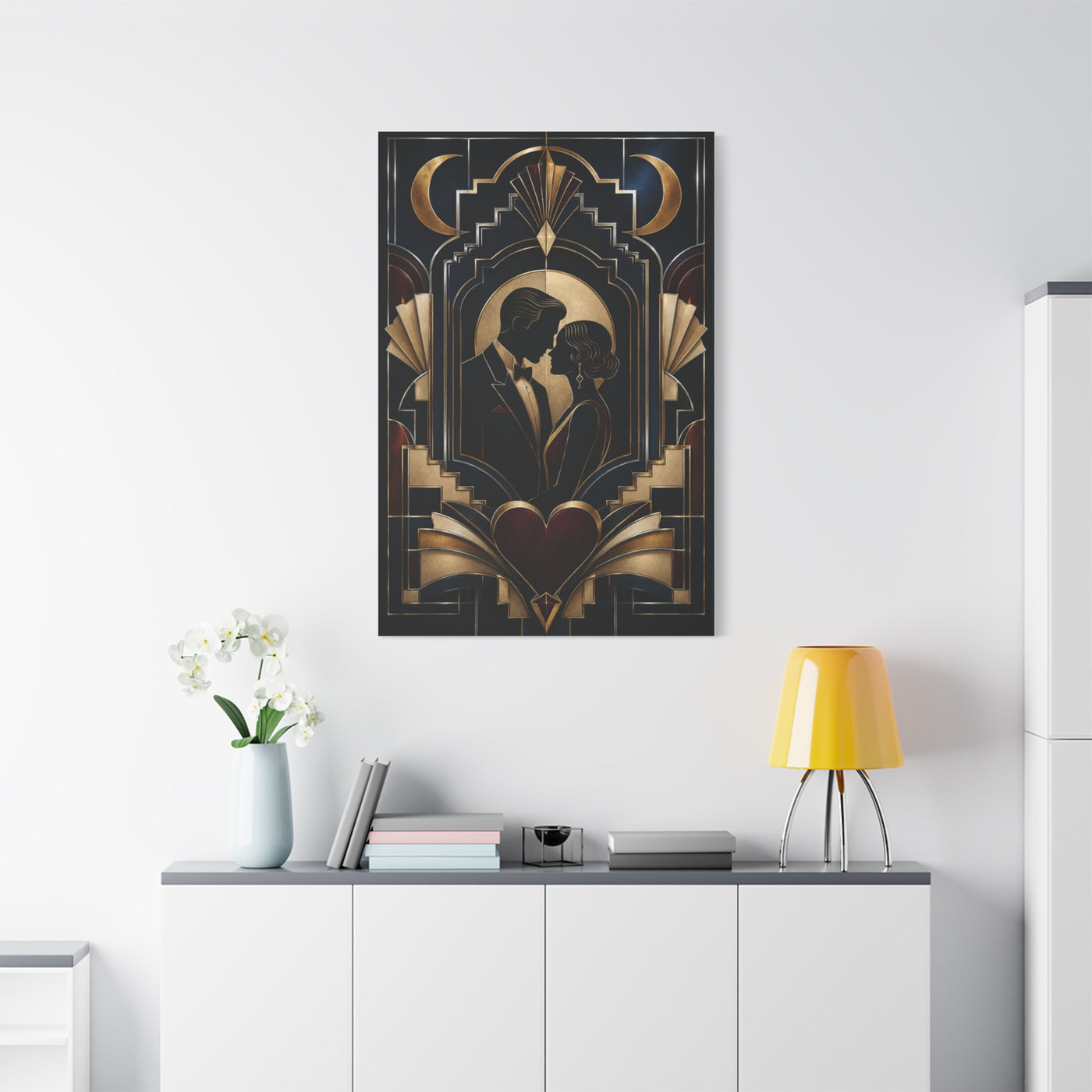Neo-Deco Midnight Lovers Silhouette Wall Art & Canvas Print