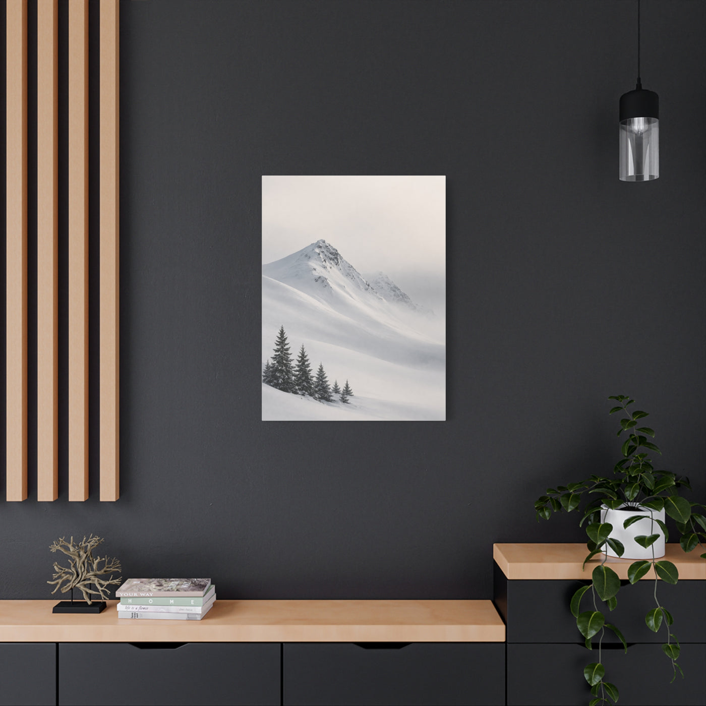 Snowy Mountain Ridge & Pines Wall Art & Canvas Print