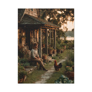 Farmhouse Porch Rooster Scene Wall Art & Canvas Print