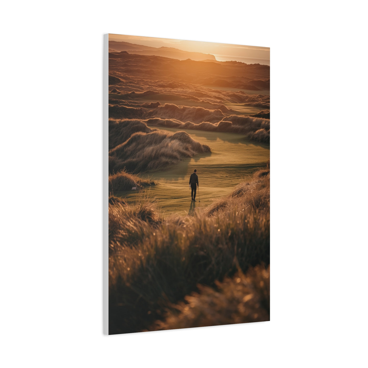 Scottish Links Golfer Sunrise Wall Art & Canvas Print