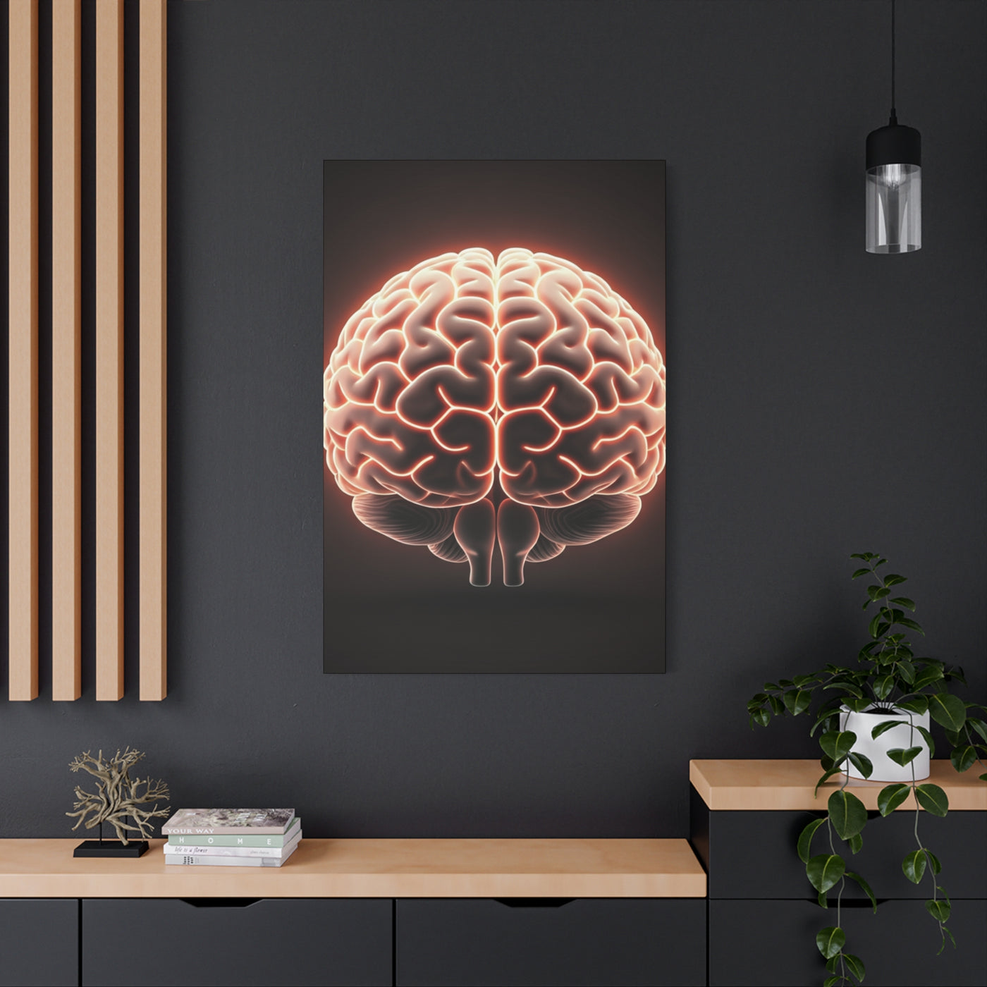 Neon Brain Art Canvas – Glowing Anatomy Wall Decor