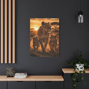 Lioness with Cubs Golden Path Wall Art & Canvas Print
