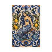 Sicilian Majolica Mermaid Tile Wall Art & Canvas Print