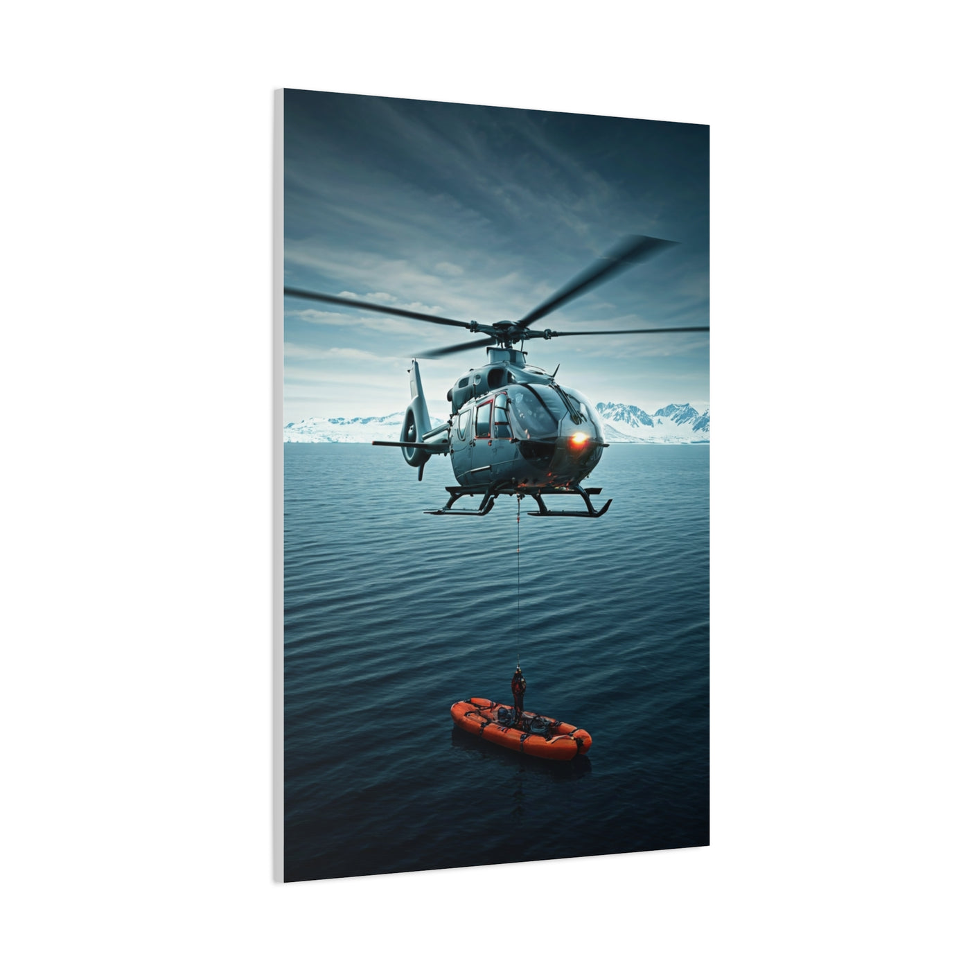 Arctic Rescue Helicopter Scene Wall Art & Canvas Print