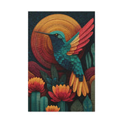 Mexican Hummingbird Sun Disc Folk Wall Art & Canvas Print