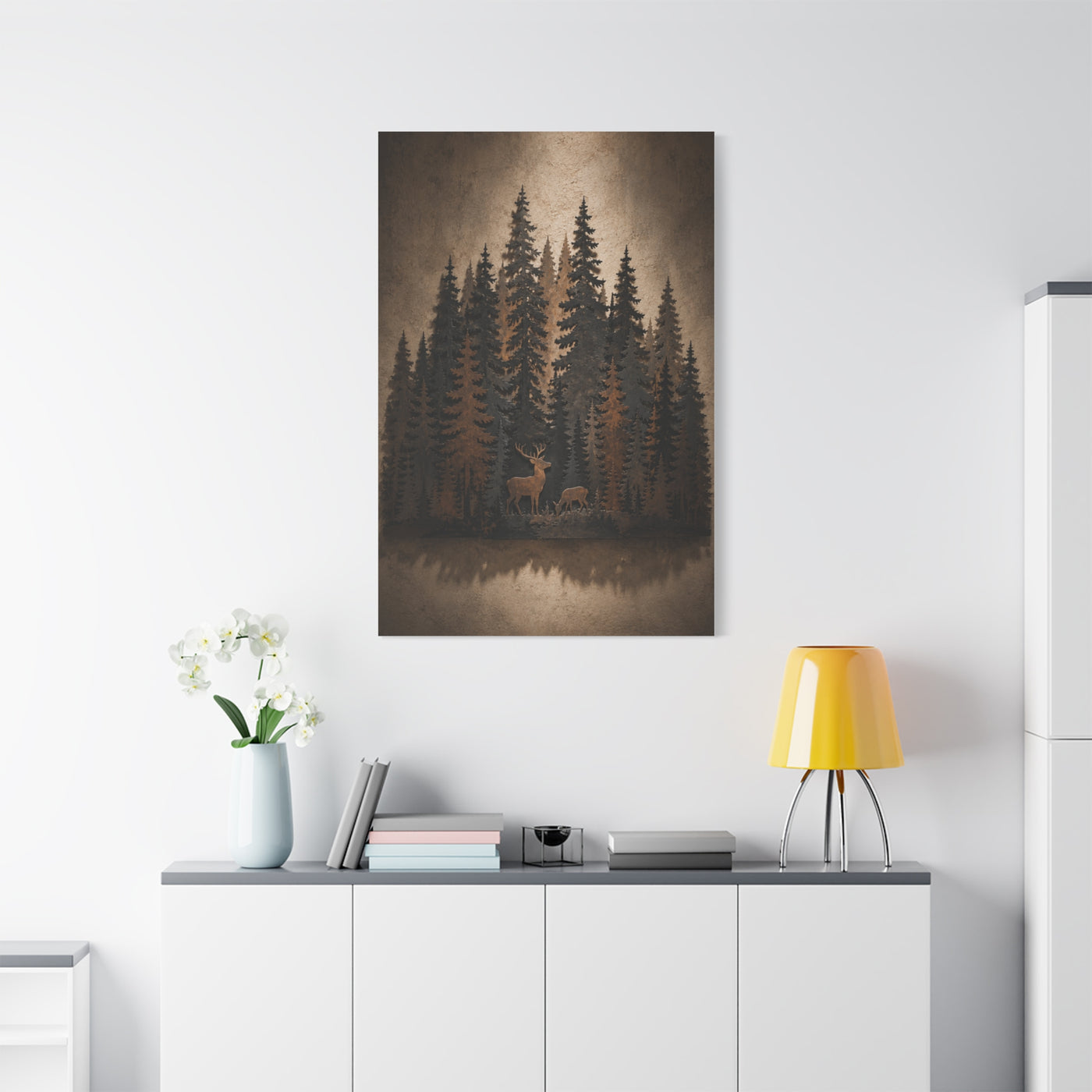 Forest Wildlife Silhouette Scene Trees Wall Art & Canvas Print