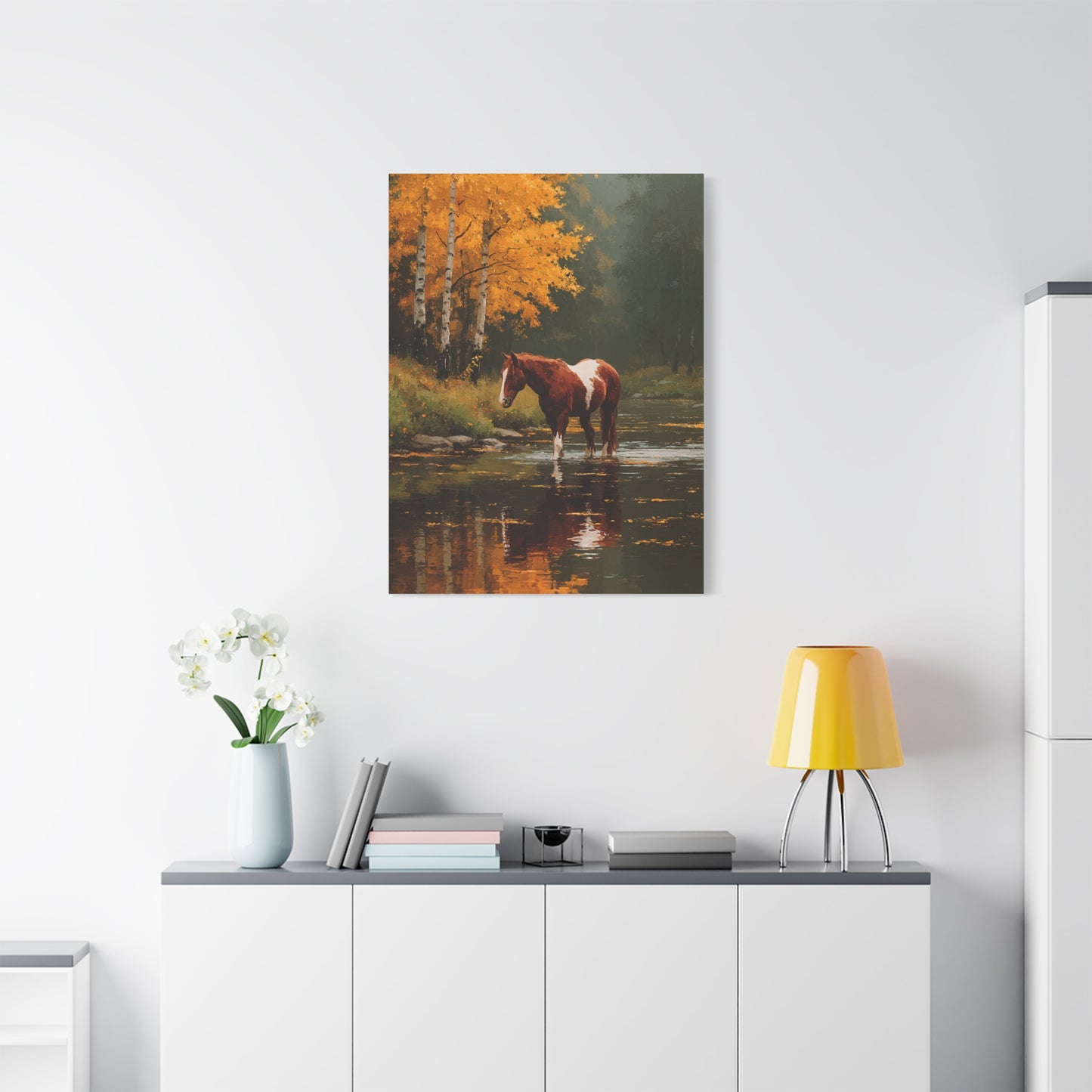 Painted Autumn Horse Landscape Wall Art & Canvas Print