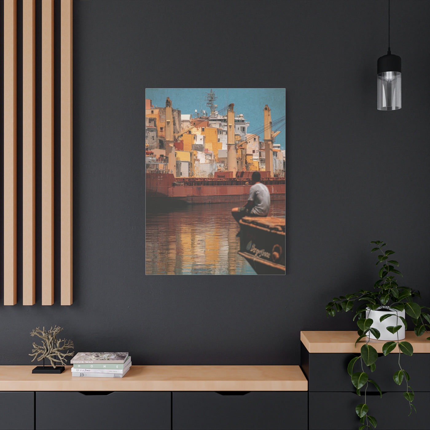 Mediterranean Industrial Harbor Contemporary Wall Art & Canvas Print