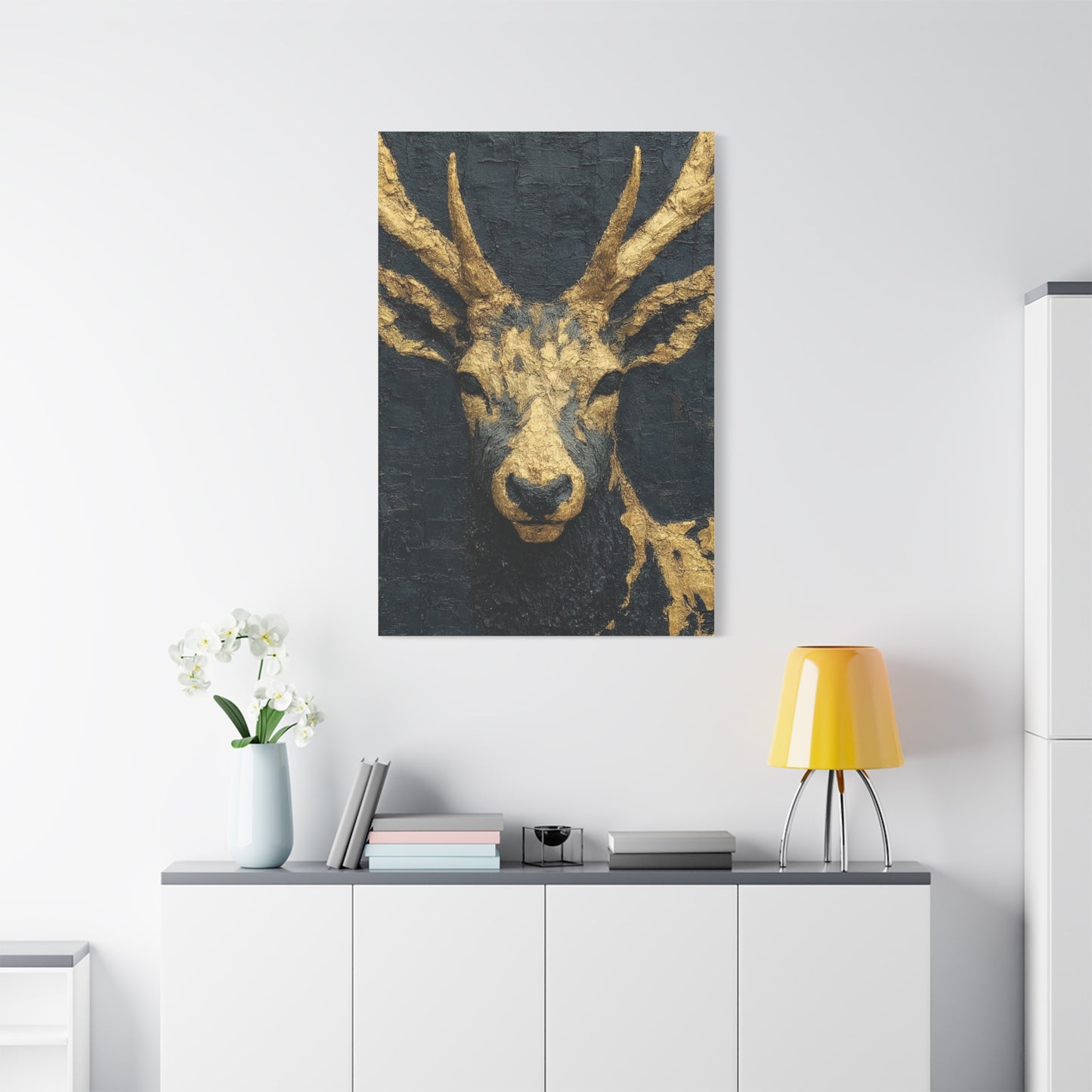 Regal Black and Gold Stag Portrait Wall Art & Canvas Print