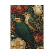 Green Botanical Songbird Pattern Wall Art & Canvas Print