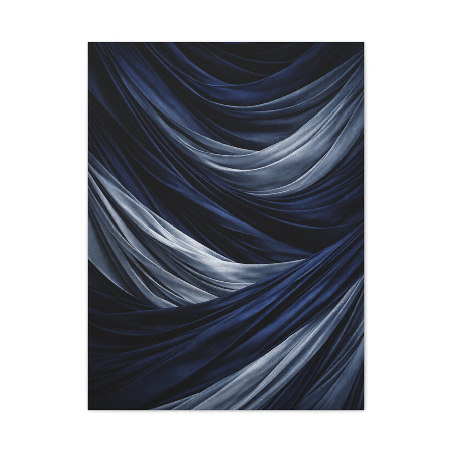 Draped Navy Textile Abstraction Wall Art & Canvas Print