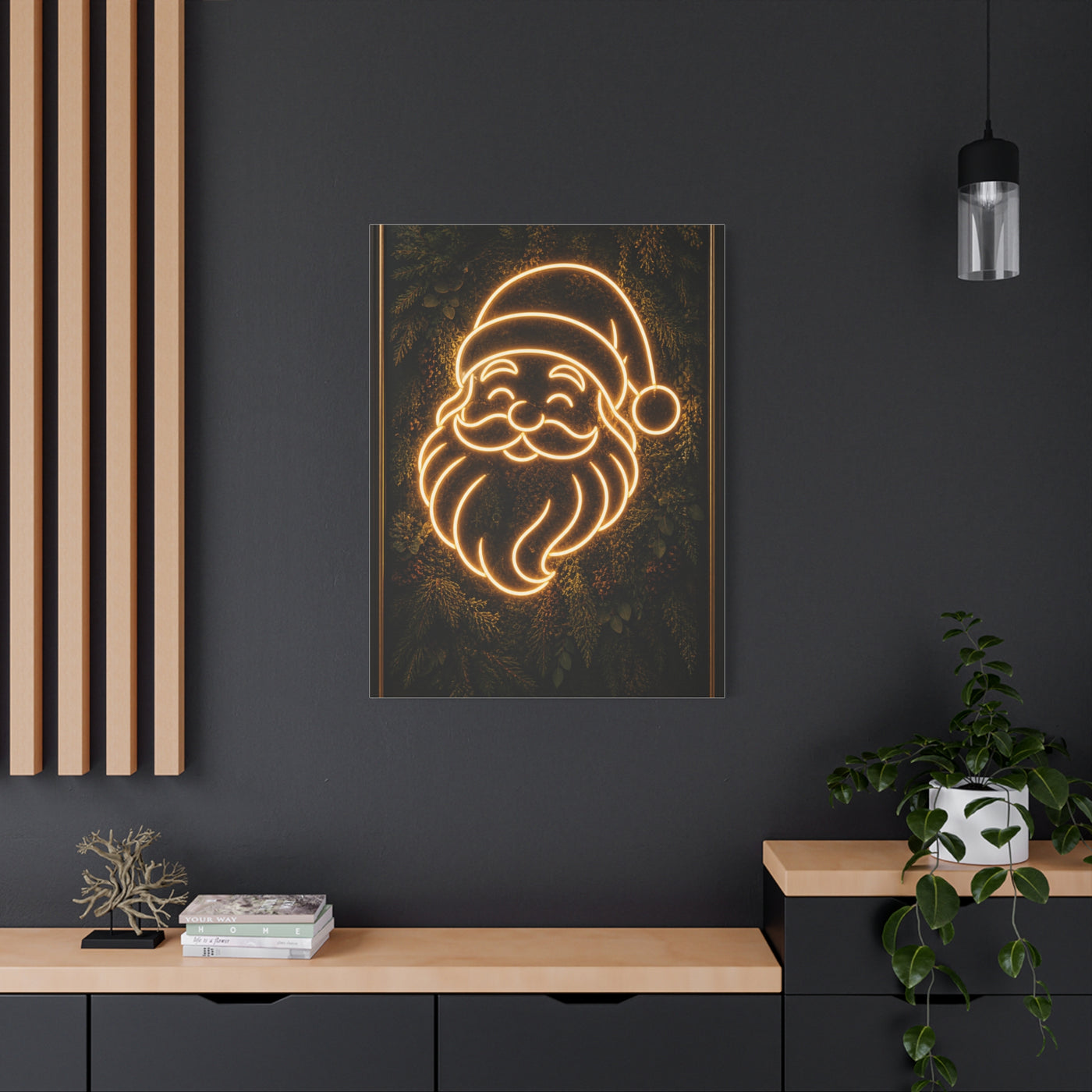 Amber Neon Santa Botanical Wall Art & Canvas Print