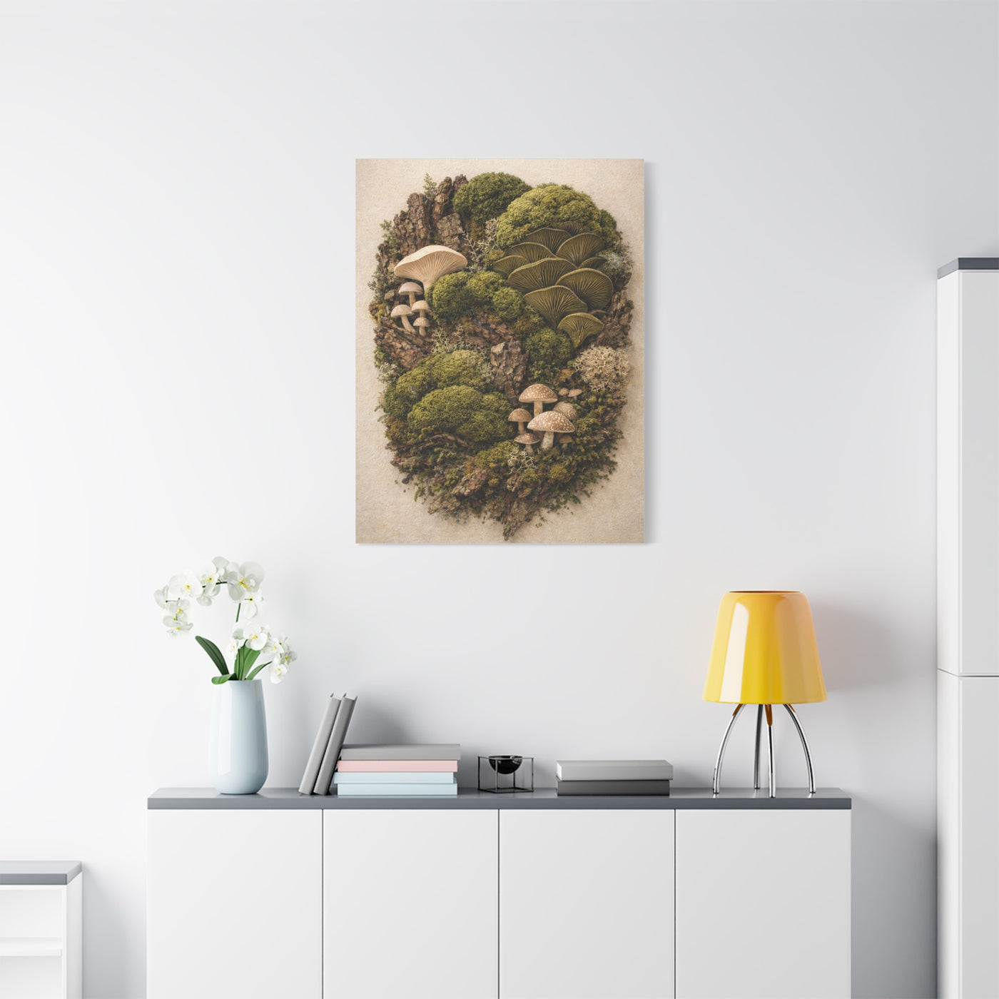 Preserved Moss & Fungi Woodland Collage Wall Art & Canvas Print