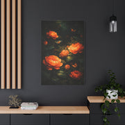Dark Botanical Orange Bloom Study Wall Art & Canvas Print