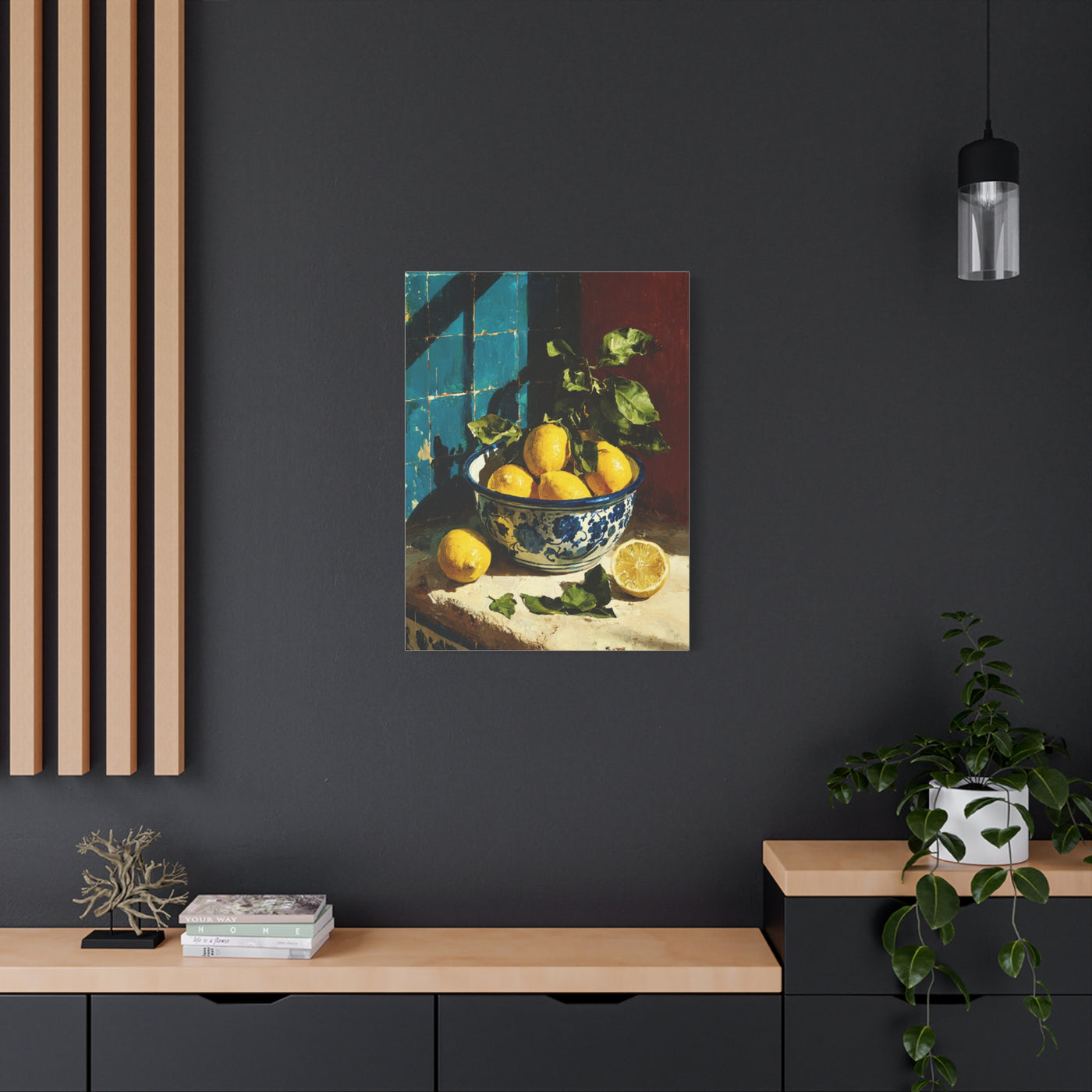 Mediterranean Lemon Bowl Painterly Kitchen Wall Art & Canvas Print