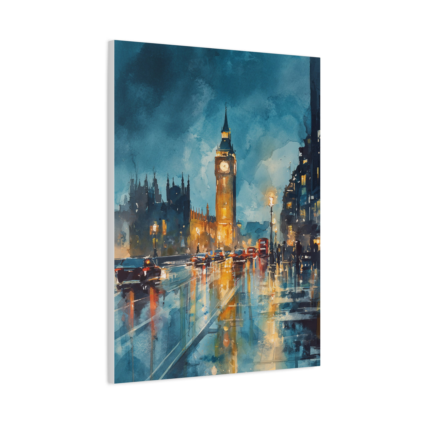 Rainy London Big Ben Reflection Wall Art & Canvas Print