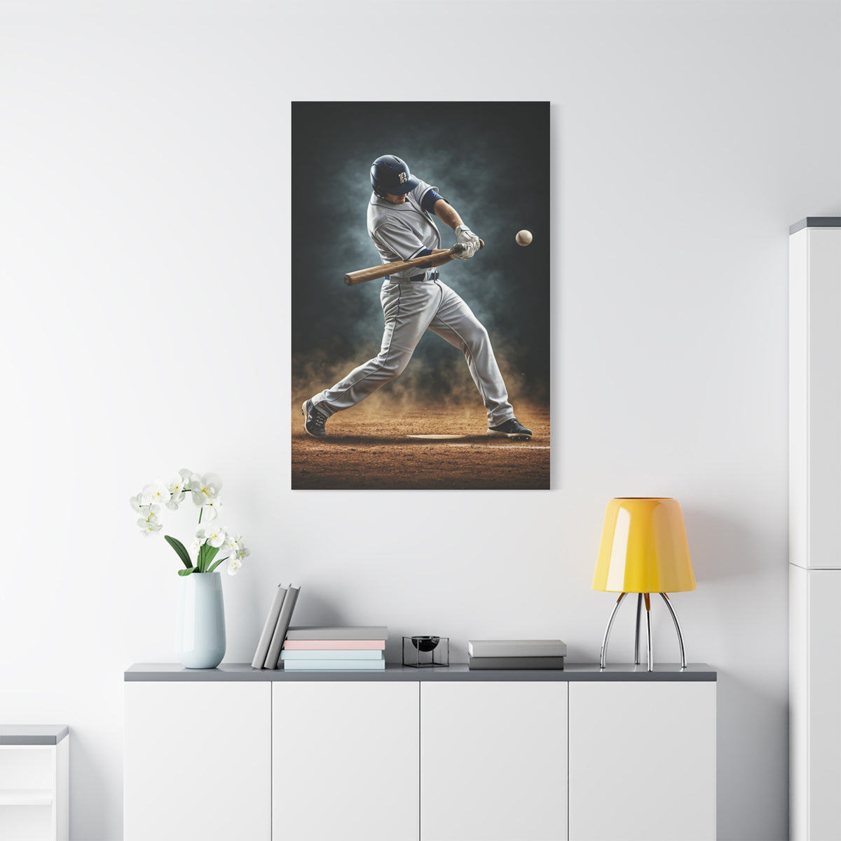 Spotlight Baseball Swing Impact Wall Art & Canvas Prints