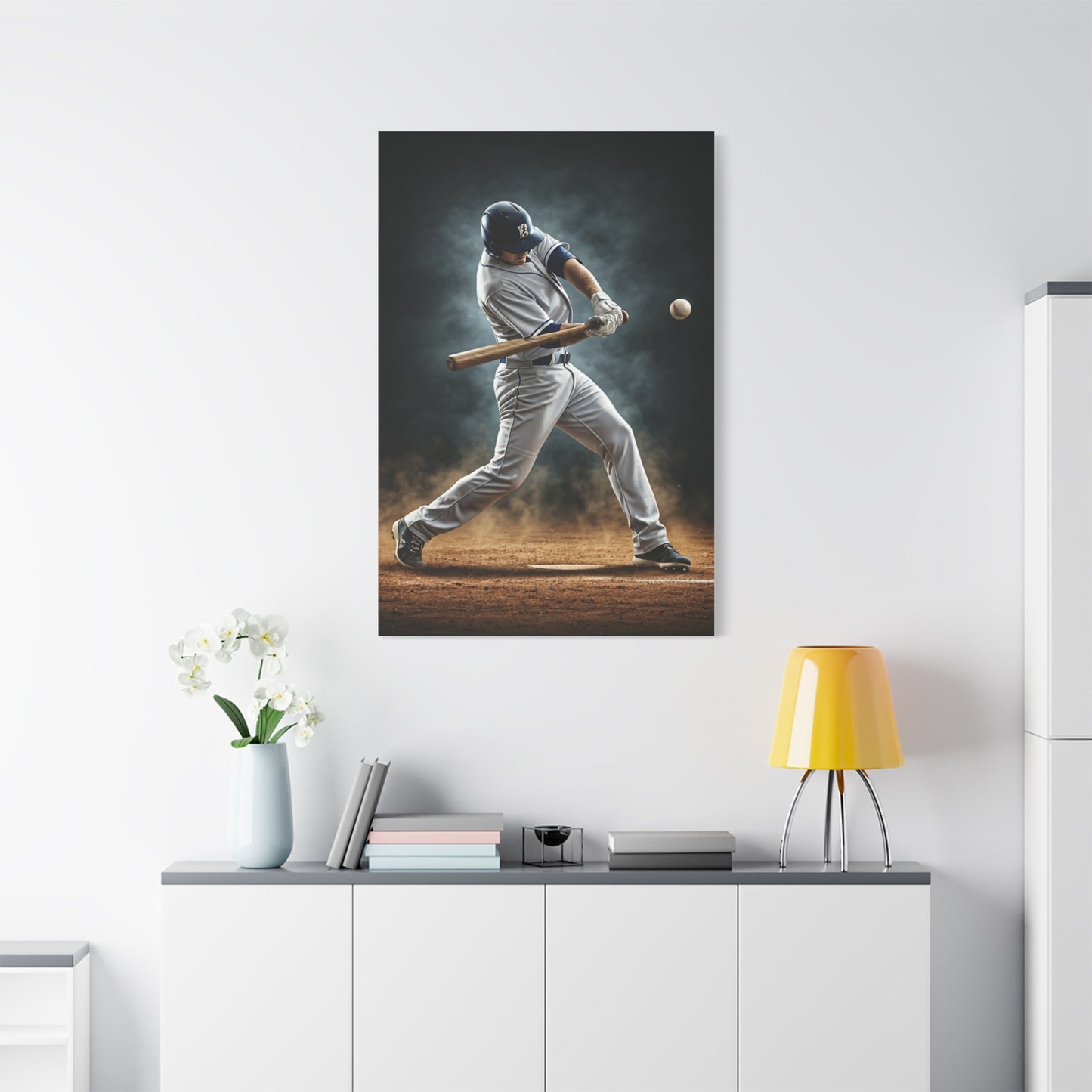 Spotlight Baseball Swing Impact Wall Art & Canvas Prints