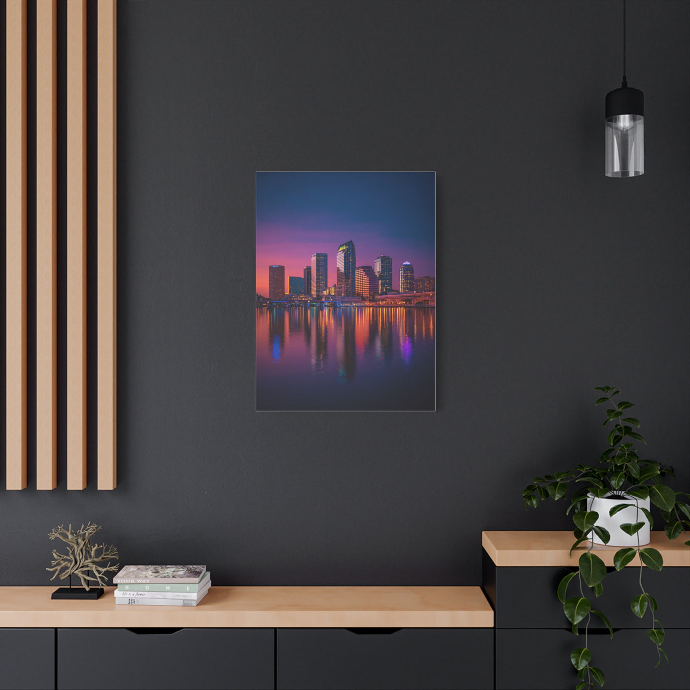 Modern City Skyline at Dusk Wall Art & Canvas Print