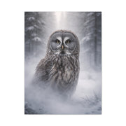 Great Grey Owl Winter Mist Portrait Wall Art & Canvas Print